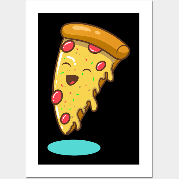 Happy Pizza Slice Wall Art by something_kind